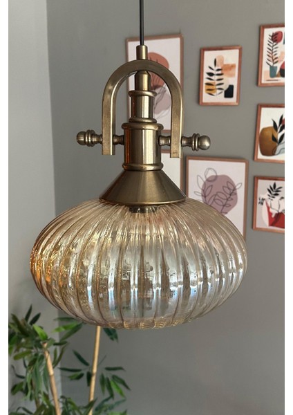 Elegant Cam Tekli Bal Rengi Avize Eskitme Gemici Başlık Sarkıt Lamba Restoran Salon Aydınlatma fiyatları