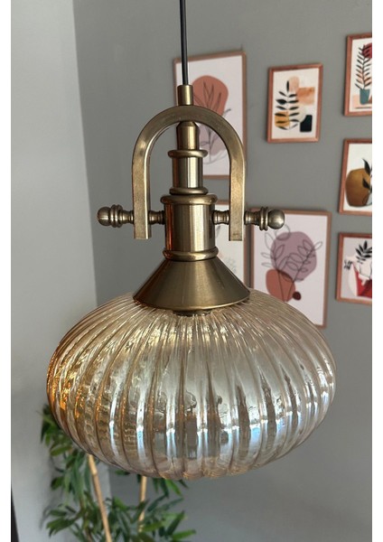 Elegant Cam Tekli Bal Rengi Avize Eskitme Gemici Başlık Sarkıt Lamba Restoran Salon Aydınlatma fırsatları