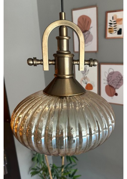 Elegant Cam Tekli Bal Rengi Avize Eskitme Gemici Başlık Sarkıt Lamba Restoran Salon Aydınlatma indirimleri