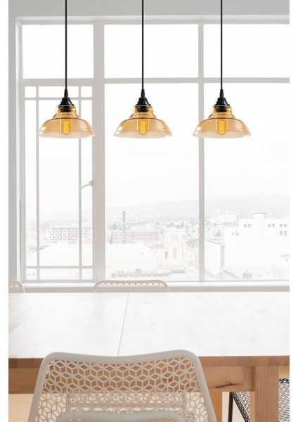 Dilberay Lüks Salon - Mutfak - Yatak Odası Modern Sıralı Balcam 3 Lü Avize