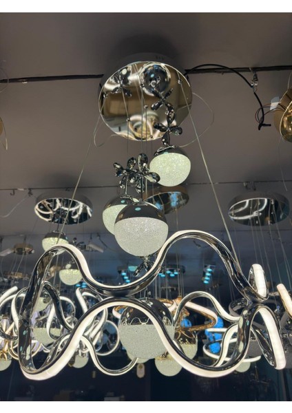 Tibet 3 Renk ( Sarı Beyaz ve Gün Işığı ) Krom Lu x ury LED Kristal Taşlı Avize Concept indirimleri