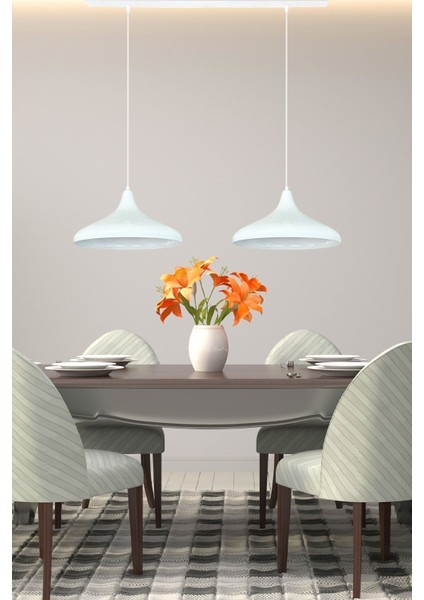 Ikili Champion Beyaz Iç Beyaz Sarkıt Lamba Yemek Masası Oturma Odası Mutfak Salon Otel Café