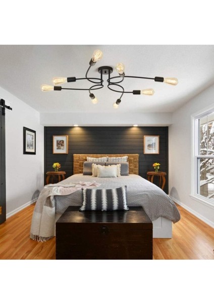 Sandra Modern Şık Tasarım Siyah Renk Salon - Mutfak - Yatak Odası 8 Li Avize (Ampulsüz) fiyatları