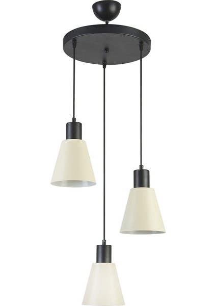 Trend Modern Tasarım Cafe Mutfak Salon Krem Renk 3 Lü Avize