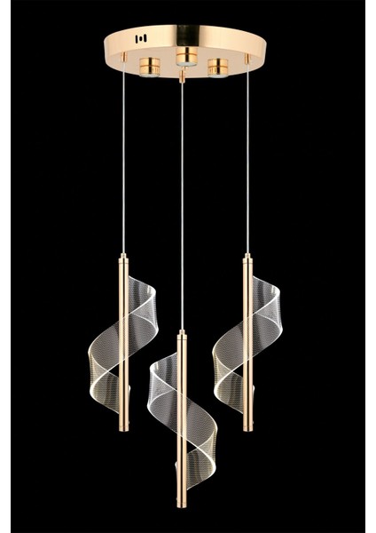 Mira 3'lü Gold 3 Renk LED Lü x Modern Ledli Avize