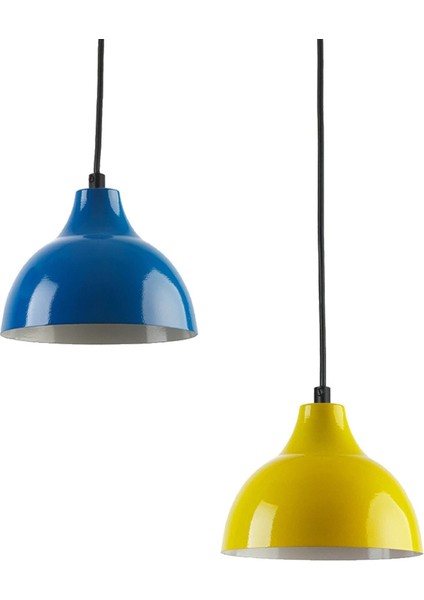 Kinder Salon - Mutfak - Cafe Siyah Gövde Mavi Sarı Renk 2 Li Avize modelleri