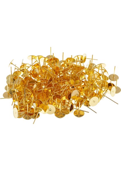 200 Set Çivi Küpe Boş Mücevher Iğneleri Küpe Şon Ayarları Düz Yuvarlak 6mm (Yurt Dışından)