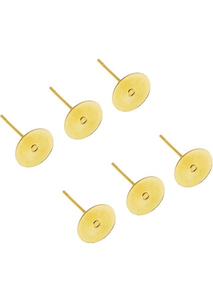200 Set Çivi Küpe Boş Mücevher Iğneleri Küpe Şon Ayarları Düz Yuvarlak 6mm (Yurt Dışından)