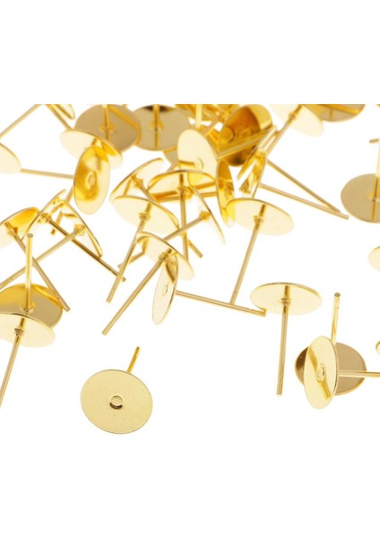 200 Set Çivi Küpe Boş Mücevher Iğneleri Küpe Şon Ayarları Düz Yuvarlak 6mm (Yurt Dışından)