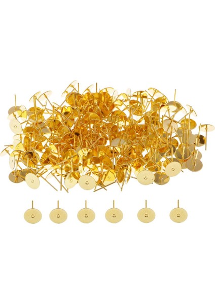 200 Set Çivi Küpe Boş Mücevher Iğneleri Küpe Şon Ayarları Düz Yuvarlak 6mm (Yurt Dışından)