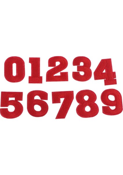 10 Adet/takım 0-9 Numarası Kumaş Yamalar Aplike Dikiş El Sanatları Için Kırmızı (Yurt Dışından)