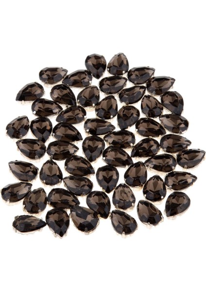 50 Yap Reçine Pointback Cam Yüzlü Mücevher Yapımı Gri (Yurt Dışından)