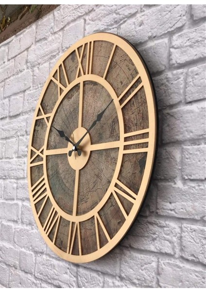 Eski Dünya Duvar Saati Altın (Gold) 50 x 50 cm