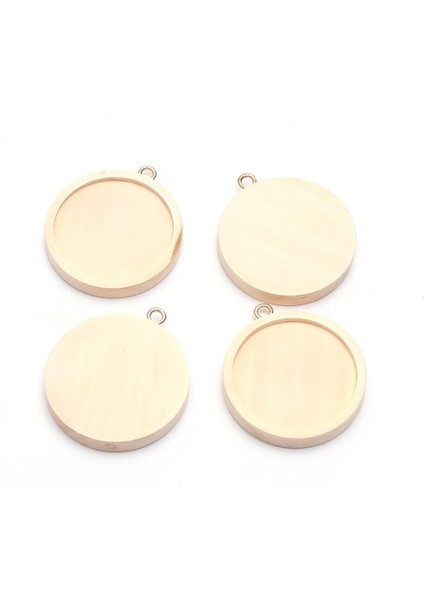 20X Doğal Yuvarlak Ahşap Taban Tepsisi Dıy Kolye 30MM (Yurt Dışından)