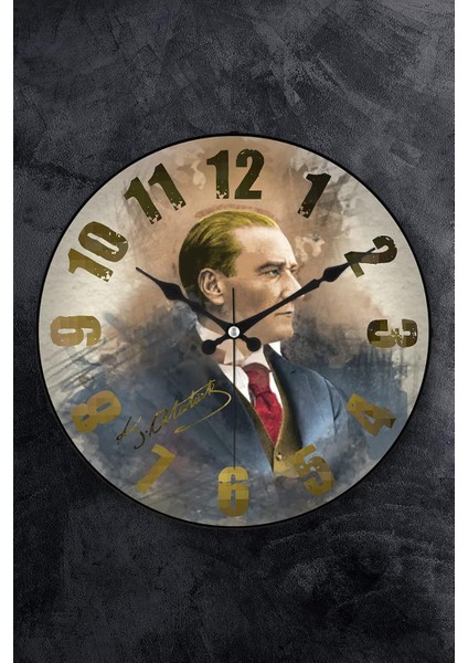 36 cm Gerçek Bombe Cam Akar Saniye Sessiz Mekanizma Dekoratif Atatürk Duvar Saati