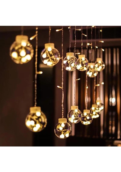 4.5 Metre LED Işık 12'li Top Işık Zinciri Dekoratif Fişli Aydınlatma Ev Dekorasyonu Süsleme Salon Oda Merdiven Balkon Için Yılbaşı Eğlence Doğum Günlerine Özel Aydınlatma