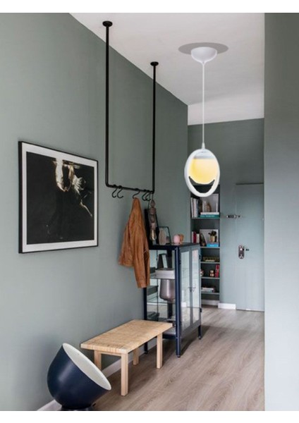 Tekli Beyaz, Beyaz Camlı Avize-Modern-Endüstriyel-Sarkıt Avize-Salon-Mutfak-Çocuk Odası-Oturma Odas