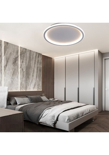 Antrasit Ø40 cm Kumandalı, Dimli 3 Işık Rengi Çember LED Tavan Lambası, Avize, Modern Aydınlatma modelleri