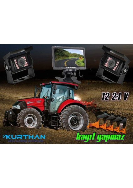 Traktör Biçerdöver 7 Inç Monitör Çift Kamera Sistemi Kayıt Yapmaz 12 - 24 Volt (Twogo )