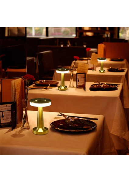 3x Dokunmatik LED Şarj Edilebilir Masa Lambası Yemek Masası Otel Bar Masa Lambası Açık Küçük Gece Lambası Masa Lambası, Altın (Yurt Dışından)