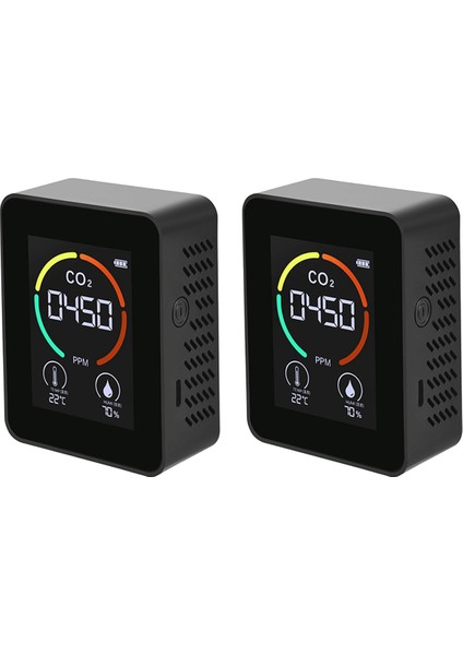 2x Hava Monitörü Co2 Karbon Dioksit Dedektörü Hava Kalitesi Sıcaklık Nem Monitörü Co2 Için Hızlı Ölçüm Ölçer, Siyah (Yurt Dışından) modelleri