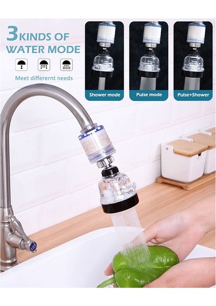 Musluk Su Filtresi, 360° Dönen Lavabo Su Filtresi Musluk, Mutfak Banyo Evrensel Lavabo Su Filtresi-Çıkarılabilir (Yurt Dışından)