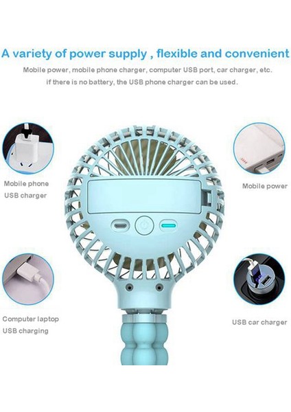 Mini Taşınabilir Asılı Ahtapot Şekli Standı Ayarlanabilir Elde Taşınabilir USB Şarjlı Fan Soğutucu Bebek Arabası Öğrenci, Beyaz (Yurt Dışından)