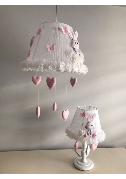 Bebek Çocuk Odası Avize Tavşan Açık Pembe Beyaz Avize ve Abajur fiyatları