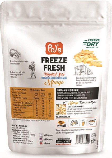 Freeze Fresh Mango 20 gr X3 Adet Freeze Dry Dondurularak Kurutulmuş Meyve