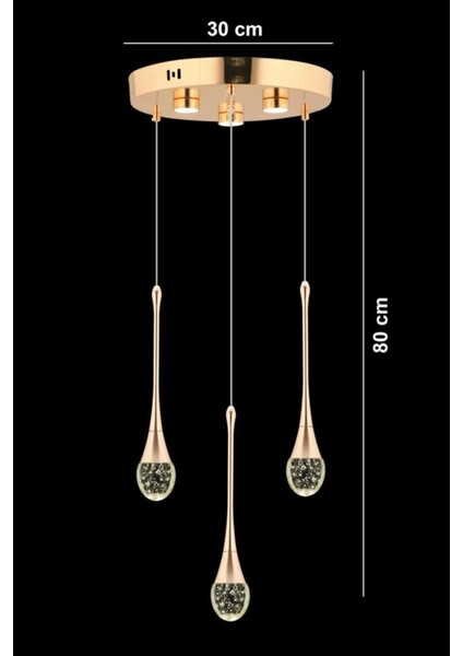 Istanbul Avize Mercure 3'lü Gold LED Modern Lü x Ledli Avize modelleri