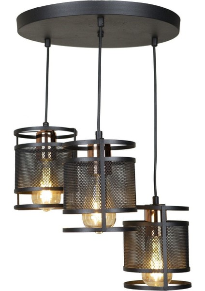 3 Lü Tepsi Siyah Modern Gold Sarkıt Avize-Salon Avizesi-Genç Odası-Mutfak-Giriş-Endüstriel modelleri