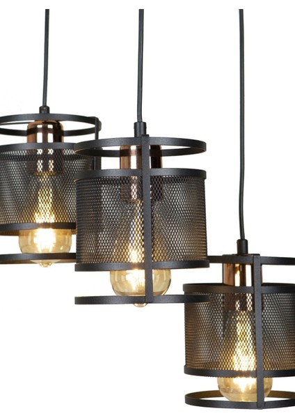 3 Lü Tepsi Siyah Modern Gold Sarkıt Avize-Salon Avizesi-Genç Odası-Mutfak-Giriş-Endüstriel fırsatları