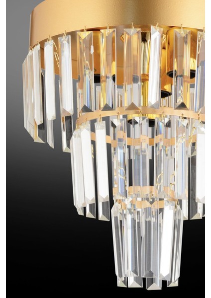 Roma 4'lü Katlı Gold Kristal Taşlı 30'luk Modern Avize fırsatları