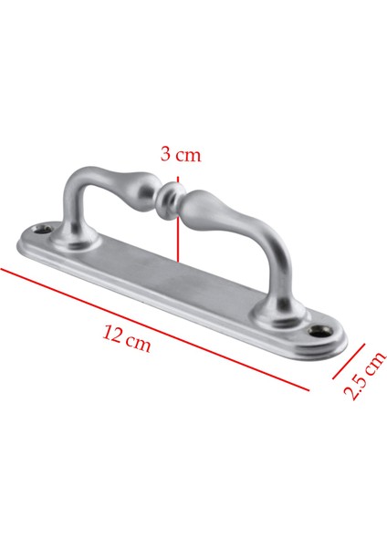 Küçük Kıvrık Çekme Kolu Sürgülü Kapı Tutma Kulpu Kulbu Tutamağı Kol Mat Krom Renk 12 cm Iki Vidalı