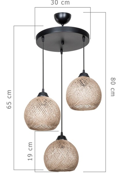 Rope 3lü Avize Kahve