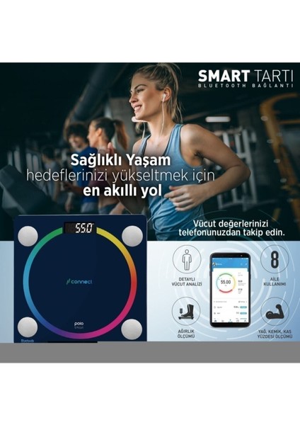 PSC04 Tartı Connect Akıllı Baskül Yağ Ölçer Bluetooth modelleri