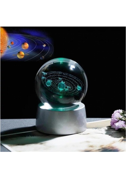 Samanyolu Güneş Sistemi Işıklı Cam Küre Işıklı Kristal Top 6 cm Çapında 6 Renk