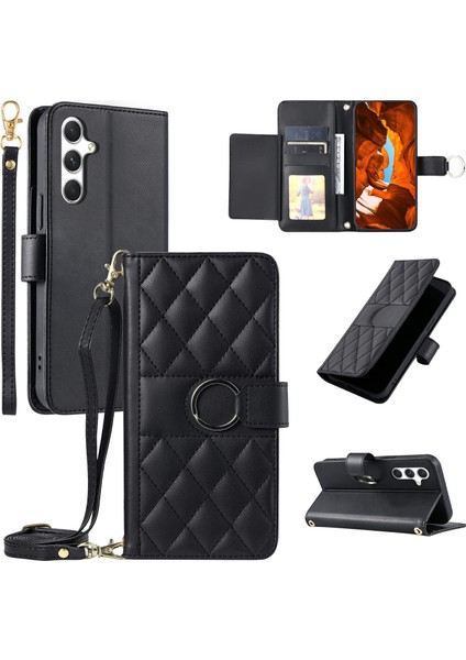 Samsung Galaxy A54 5g Crossbody Deri Kılıf Cüzdan Standı Eşkenar Dörtgen Kapak (Yurt Dışından)