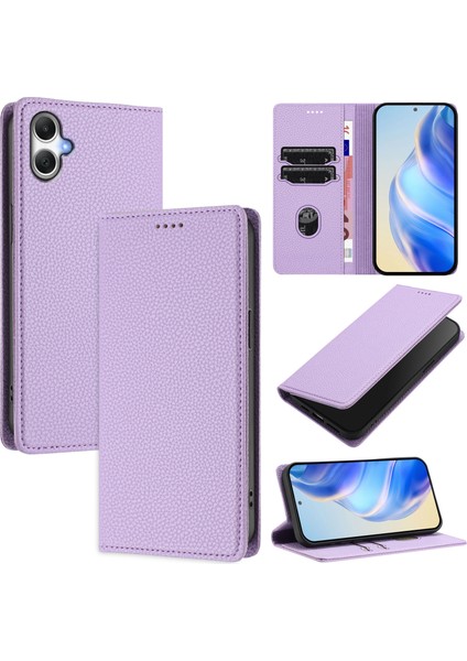 Samsung Galaxy A05 4g Cüzdan Kılıf Rfıd Engelleme Litchi Doku Deri Kapak (Yurt Dışından)