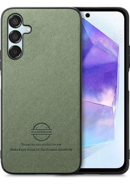 Samsung Galaxy A55 5g Kumaş Doku Deri+Pc+Tpu Düşmeyi Önleyici Telefon Kapağı (Yurt Dışından)