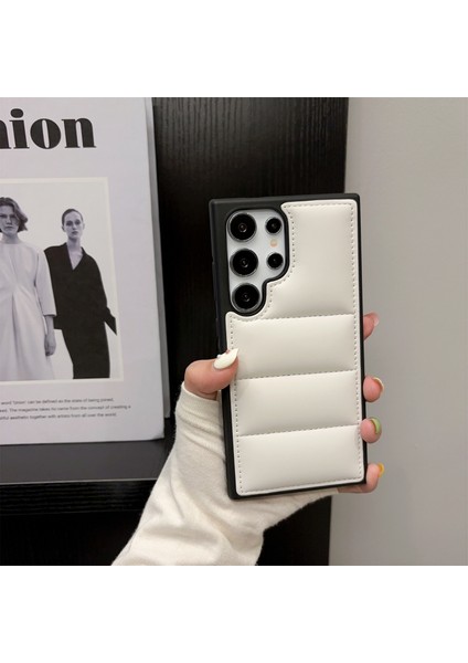 Samsung Galaxy S23 Ultra Puffer Ceket Deri + Tpu Yumuşak Dokunmatik Telefon Kılıfı (Yurt Dışından)