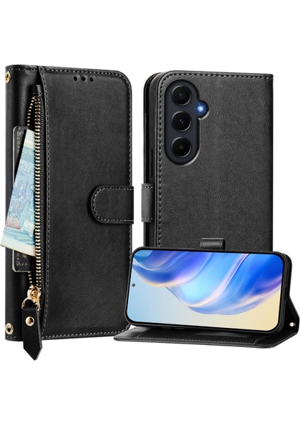 Samsung Galaxy A55 5g Fermuarlı Cep Çoklu Kart Yuvaları Deri Telefon Kapağı (Yurt Dışından)