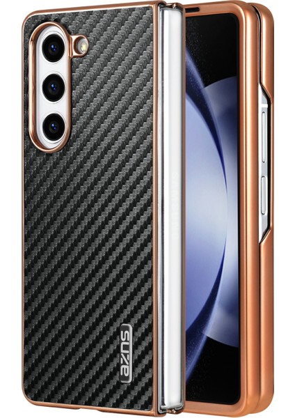 Samsung Galaxy Z Fold5 5g Elektro Kaplama Karbon Fiber Doku Pu+Tpu Telefon Kapağı (Yurt Dışından)