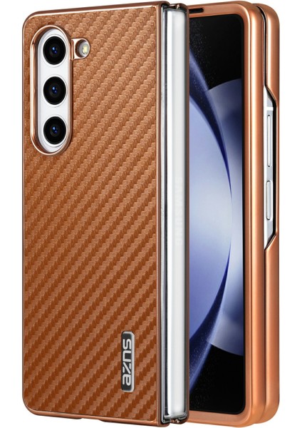 Samsung Galaxy Z Fold6 5g Elektro Kaplama Karbon Fiber Doku Pu+Tpu Telefon Kapağı (Yurt Dışından)