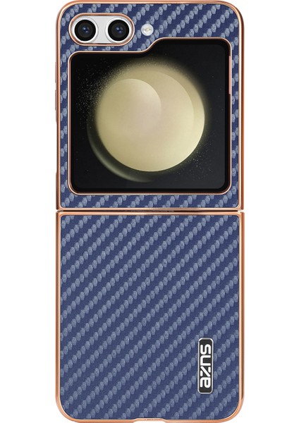 Samsung Galaxy Z Flip6 5g Elektro Kaplama Karbon Fiber Doku Pu+Pc Telefon Kapağı (Yurt Dışından)