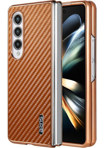 Samsung Galaxy Z Fold4 5g Elektro Kaplama Karbon Fiber Doku Pu+Tpu Telefon Kapağı (Yurt Dışından)