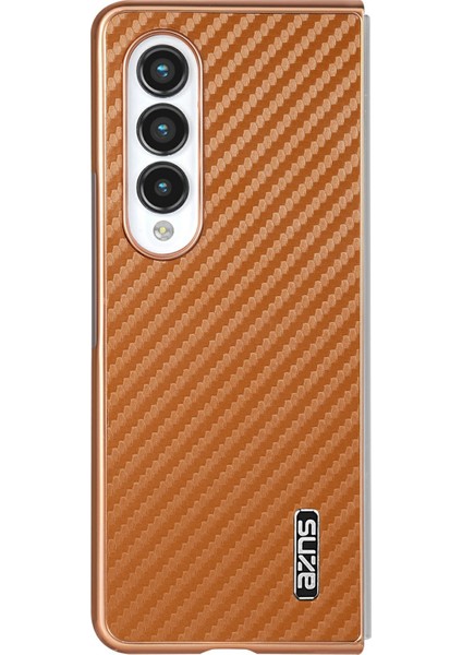 Samsung Galaxy Z Fold4 5g Elektro Kaplama Karbon Fiber Doku Pu+Tpu Telefon Kapağı (Yurt Dışından) fiyatları