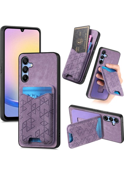 Samsung Galaxy A15 Kart Tutucu Çubuğu Deri Arka Kapak (Yurt Dışından)