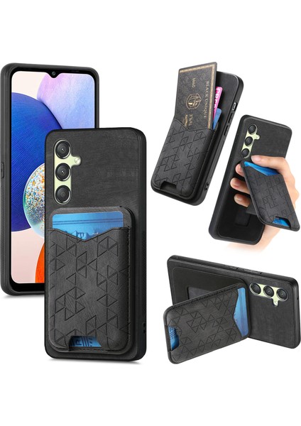 Samsung Galaxy A14 Kart Tutucu Çubuğu Deri Arka Kapak (Yurt Dışından)