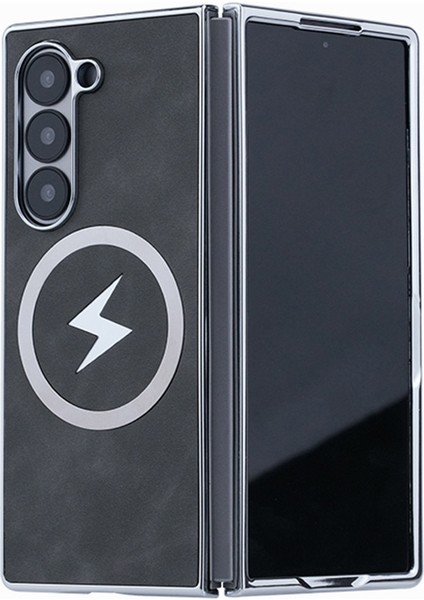 Samsung Galaxy Z Fold6 5g Deri+Pc+Metal Telefon Kılıfı Magsafe ile Uyumlu (Yurt Dışından)
